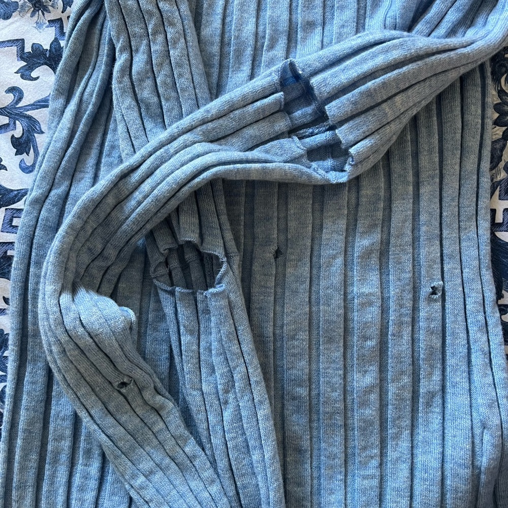 Helmut Lang Sky Blue Ribbed Turtleneck Sweater - Picture 7 of 7